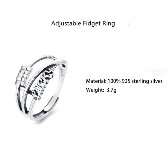 New Sterling Silver 925 lucky Anti Stress Womens Fidget Anxiety Ring - Picture 9 of 11